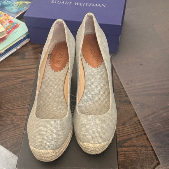 J. Crew Women's Shimmering Silver Espadrilles - Picture 1 of 4